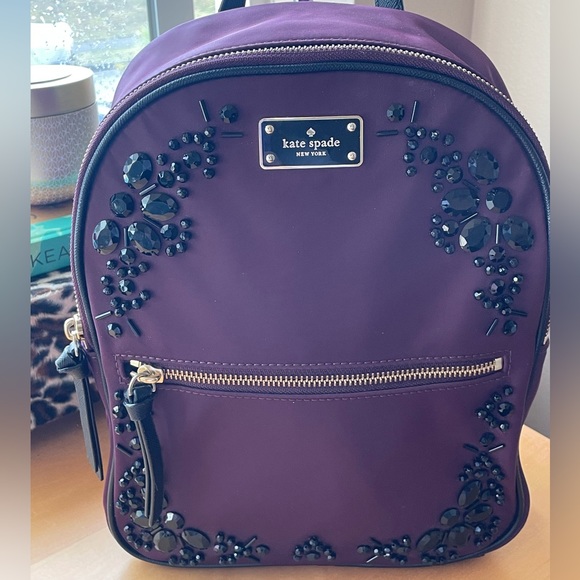 Kate Spade Wilson Road Bradley Backpack plumb with black embellishments - Picture 5 of 16